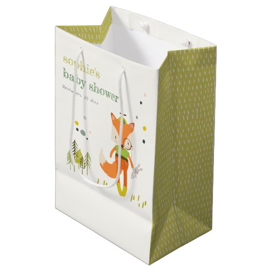 Elegant rustiek schattig bos leuk vos Baby shower Medium Cadeauzakje (Voorkant Gekanteld)