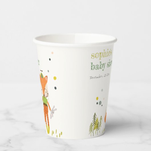 Elegant rustiek schattig bos leuk vos Baby shower Papieren Bekers (Links)