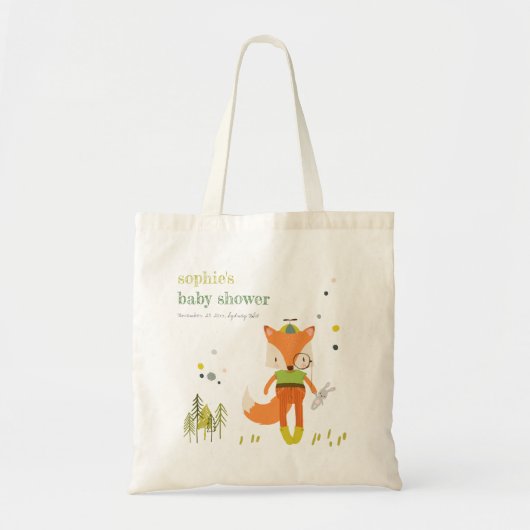 Elegant rustiek schattig bos leuk vos Baby shower Tote Bag (Voorkant)