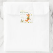 Elegant rustiek schattig bos leuk vos Baby shower Vierkante Sticker (Tas)