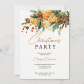 Elegant rustiek Sinaasappel en dennen kerstfeest Kaart (Voorkant)