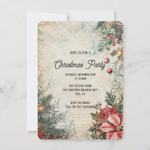 Elegant rustiek vintage kerstfeest kaart