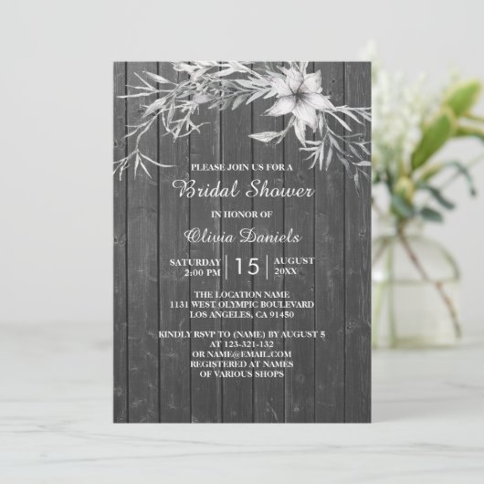 Elegant rustiek Vrijgezellenfeest. Grijze houten s Kaart (Staand voorkant)