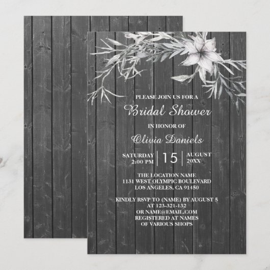 Elegant rustiek Vrijgezellenfeest. Grijze houten s Kaart (Voorkant / Achterkant)