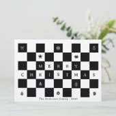 Elegant rustiek vrolijk kerstschaakbord feestdagenkaart (Staand voorkant)