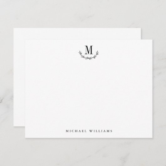 Elegant rustiek wild bos monogram briefpapier notitiekaartje (Voorkant / Achterkant)