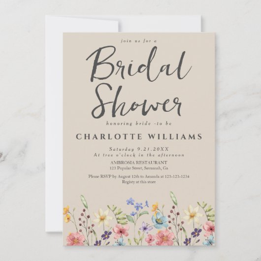 Elegant rustiek Wildflower Vrijgezellenfeest Kaart (Voorkant)