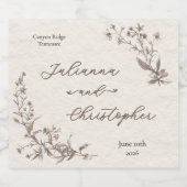 Elegant Rustiek Wildflowers Script Sparkling Wijnetiket (Enkel label)