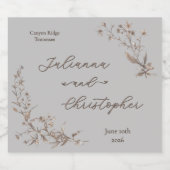 Elegant Rustiek Wildflowers Script Zilver Sparkling Wijnetiket (Enkel label)