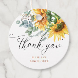 Elegant rustiek zonnebloem Baby shower Bedankjes Labels