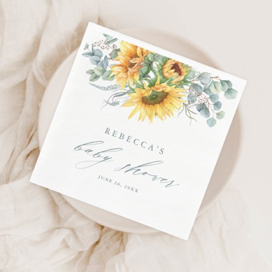 Elegant rustiek zonnebloem Baby shower Servet