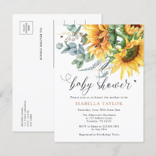 Elegant rustiek zonnebloem Baby shower Uitnodiging Briefkaart