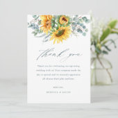 Elegant rustiek zonnebloem Vrijgezellenfeest dank Kaart (Staand voorkant)