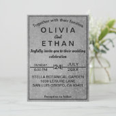 Elegant rustiek zwart en grijs beton bruiloft kaart (Staand voorkant)