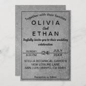 Elegant rustiek zwart en grijs beton bruiloft kaart (Voorkant / Achterkant)