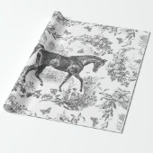 Elegant  rustiek zwart paard bloementoilet cadeaupapier (Uitgerold)
