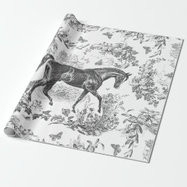 Elegant rustiek zwart paard bloementoilet cadeaupapier