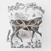 Elegant  rustiek zwart paard bloementoilet inpakpapier vel (In situ)