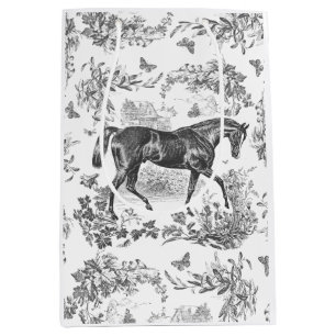 Elegant  rustiek zwart paard bloementoilet medium cadeauzakje
