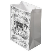 Elegant  rustiek zwart paard bloementoilet medium cadeauzakje (Achterkant Gekanteld)