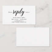 Elegant Rustiek, Zwart Script, RSVP Reageren, Antw Informatiekaartje (Voorkant / Achterkant)