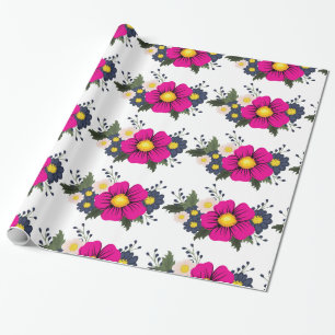 Elegant Rustieke Bloem Navy Bourgondië Marsala Roo Cadeaupapier