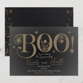 Elegant Rustieke BOO Magische Halloween Verloving Kaart