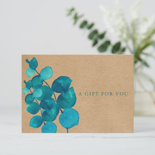 Elegant Rustieke Eucalyptus Bladeren Cadeaubon (Staand voorkant)
