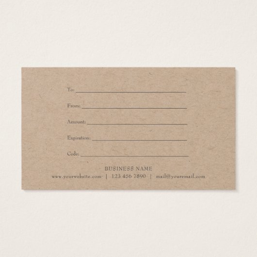 Elegant Rustieke Eucalyptus Bladeren Cadeaubon Visitekaartje (Achterkant)