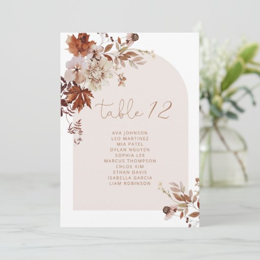 Elegant Rustieke Herfst Tafel Zitting Kaart (Staand voorkant)