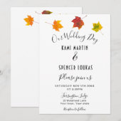 Elegant rustieke herfst verlaat huwelijksuitnodigi kaart (Voorkant / Achterkant)