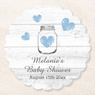 Elegant rustieke houten baby shower party onderzet kartonnen onderzetters