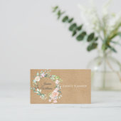 Elegant rustieke Kraft Boho Roos Garland Floral Visitekaartje (Staand voorkant)