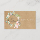 Elegant rustieke Kraft Boho Roos Garland Floral Visitekaartje (Voorkant)