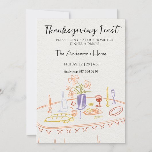 Elegant rustieke Thanksgiving-diner Kaart (Voorkant)