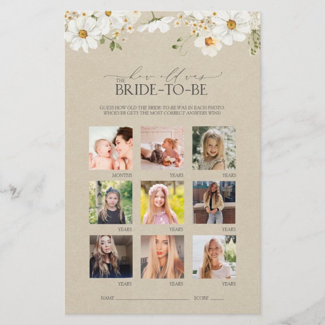 Elegant rustieke Waterverf Daisy Vrijgezellenfeest (Voorkant)