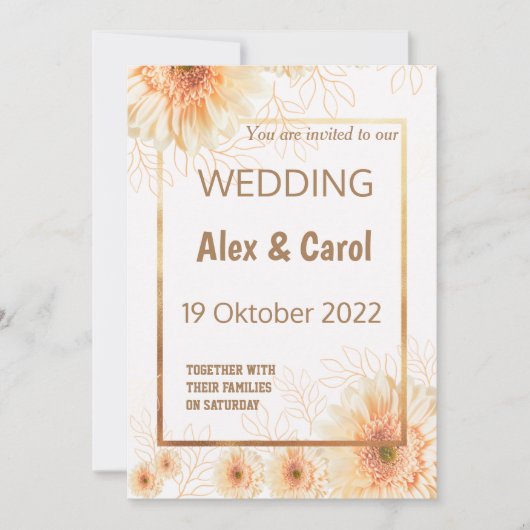 Elegant rustig eenvoudige beige bruine bruiloft kaart (Voorkant)