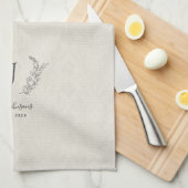 Elegant rustige botanische laurel monogram theedoek (Quarter Fold)