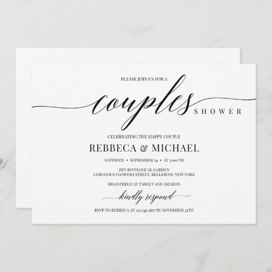 Elegant rustige, eenvoudige, minimalistische paren kaart (Voorkant / Achterkant)