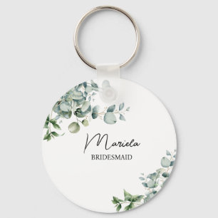 Elegant rustige eucalyptus gepersonaliseerd sleutelhanger