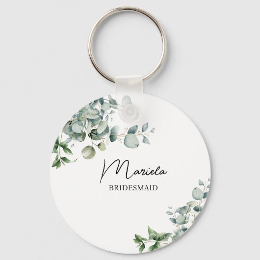 Elegant rustige eucalyptus gepersonaliseerd sleutelhanger (Voorkant)