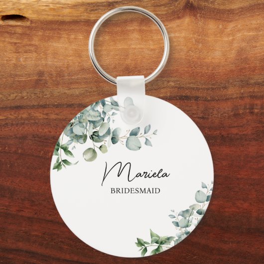 Elegant rustige eucalyptus gepersonaliseerd sleutelhanger (Voorkant)