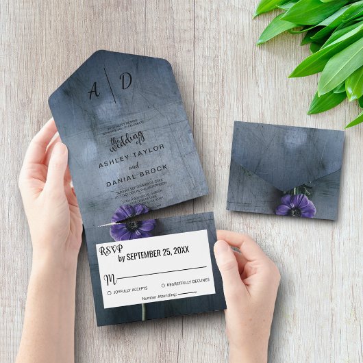 Elegant rustige floral All in One Wedding Invite Uitnodiging