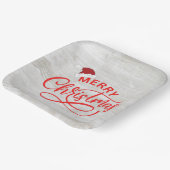 Elegant rustige houtkalligrafie met santa hat papieren bordje (Gebogen)