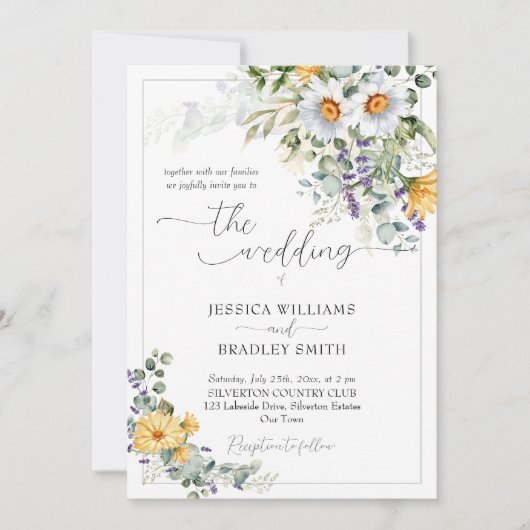 Elegant rustige landbloemen eucalyptus kaart (Voorkant)