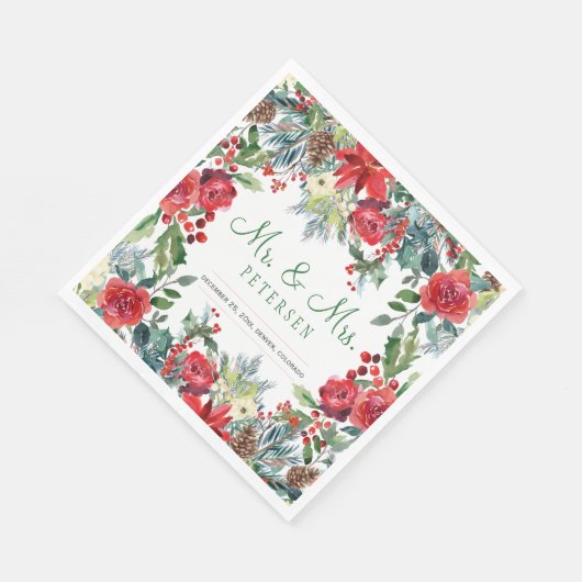 Elegant rustige moderne kerstbruiloft servet (Hoek)