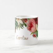Elegant  rustige rozen bloemen gepersonaliseerd koffiemok (Center)