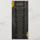 Elegant rustige zonnebloemen chic bruiloft menu (Voorkant)