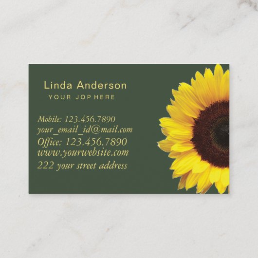 Elegant Rustige zonnebloemen Eucalyptus Business C Visitekaartje (Achterkant)