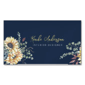 Elegant Rustige zonnebloemen Eucalyptus Magnetisch Visitekaartje (Voorkant)